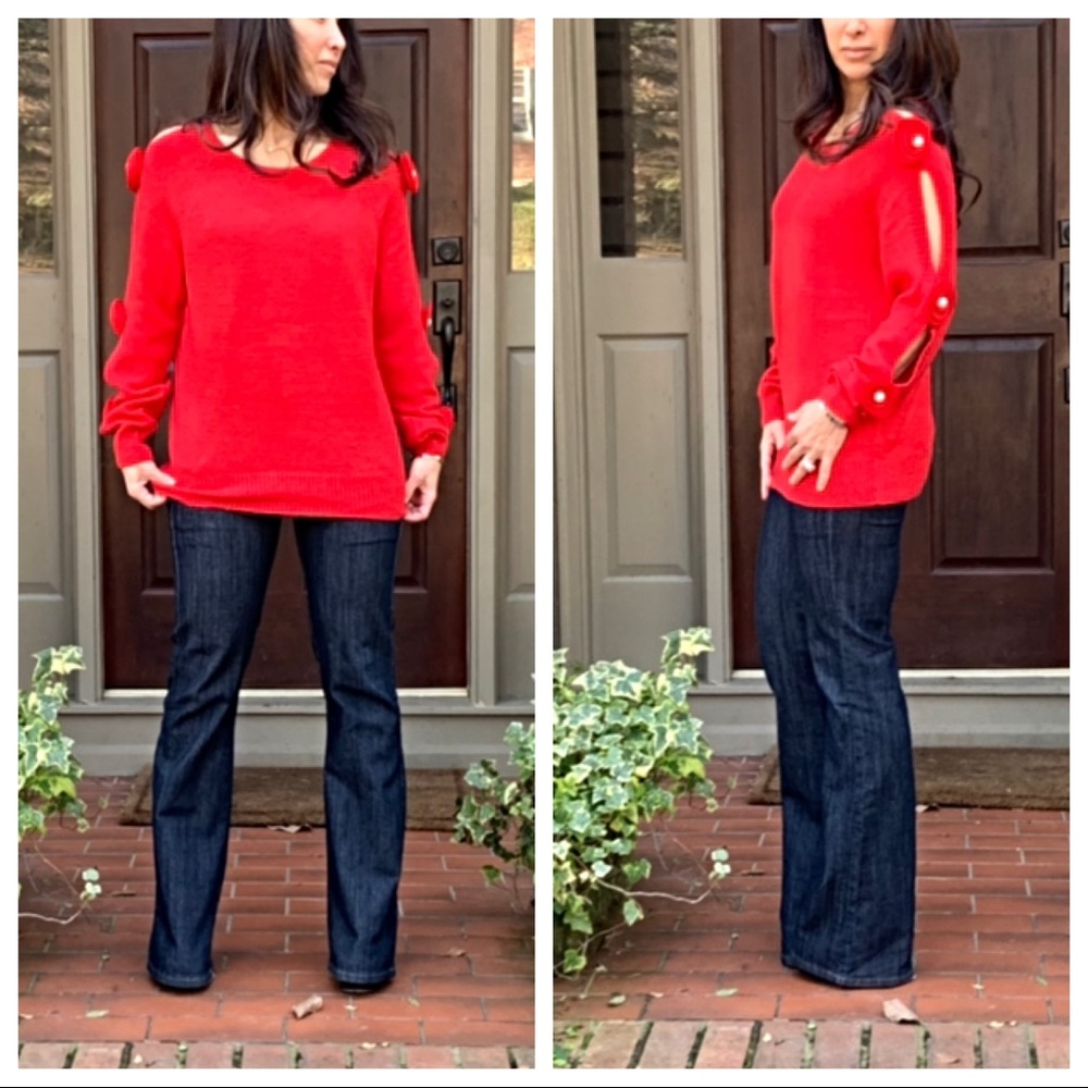 ✨LAST ONE✨PARIS✨Red Chic sleeves detail sweater - Picture 6 of 7